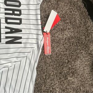 White Black Striped Barons Michael Jordan Baseball Jersey